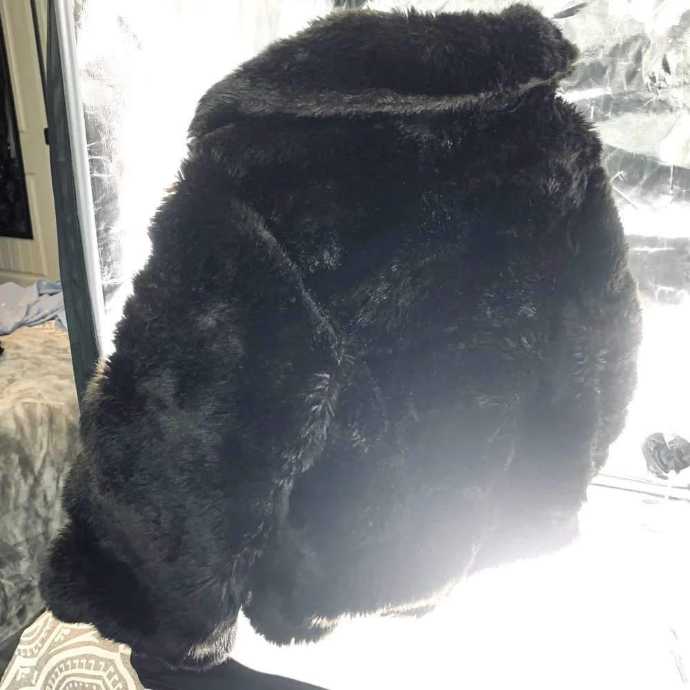 Vintage Monique Cropped Faux Fur Cape Coat Teddy Paris France XS/S - Picture 13 of 14